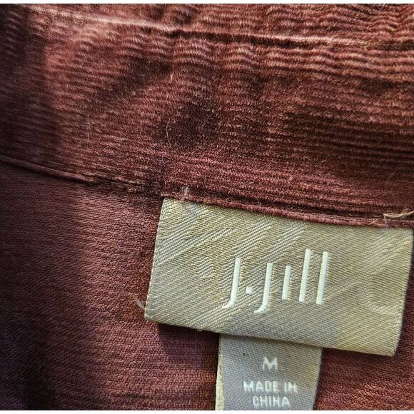 J. Jill Button Down Maroon Burgundy Long Sleve Shirt Size M - Picture 3 of 5